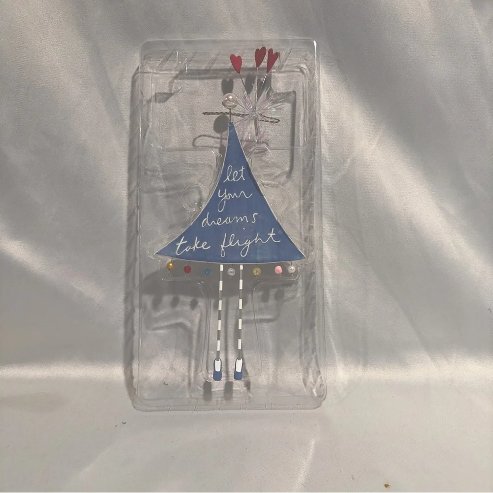 Vintage Large Christmas Ornament Blue Ceramic Tree Gal Pal Friendship Gift